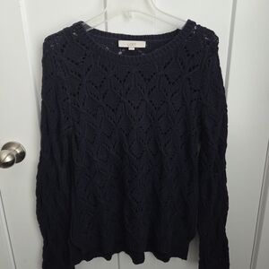 LOFT Women's Navy Cableknit Sweater